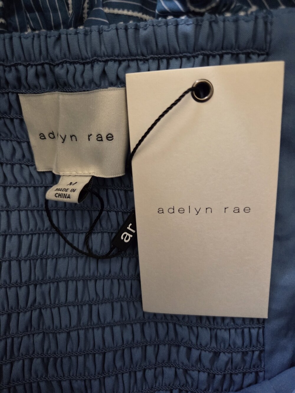 NWT - Adelyn Rae Shannon Blue Striped Flutter Sleeve Tie Back Midi Dress -Size M - Picture 14 of 14